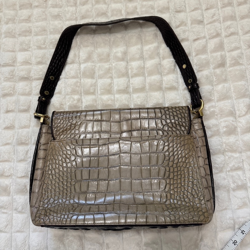 Brahmin Hudson Shoulder Bag Purse Handbag Cross Embossed Leather Flap Designer - Picture 4 of 12